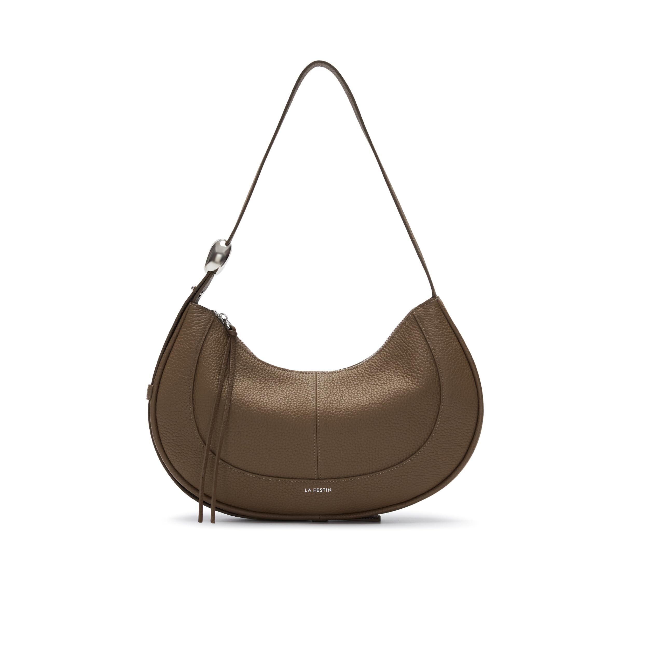 3566 Lafestin Leather Shoulder Bag - Adjustable Strap Purse With Zipper